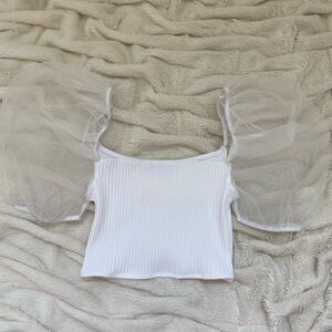 Zara puff sleeve sheer tank top